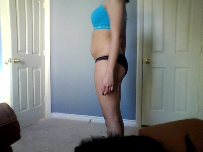 A picture of a 5'3" female showing a snapshot of 127 pounds at a height of 5'3