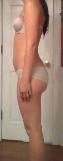 A picture of a 5'8" female showing a snapshot of 145 pounds at a height of 5'8