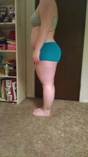 A progress pic of a 5'1" woman showing a snapshot of 155 pounds at a height of 5'1