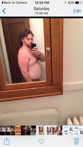 A before and after photo of a 6'0" male showing a fat loss from 280 pounds to 258 pounds. A respectable loss of 22 pounds.