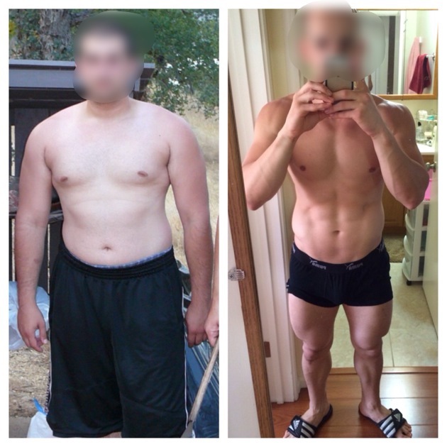 5 feet 5 Male 45 lbs Fat Loss Before and After 205 lbs to 160 lbs