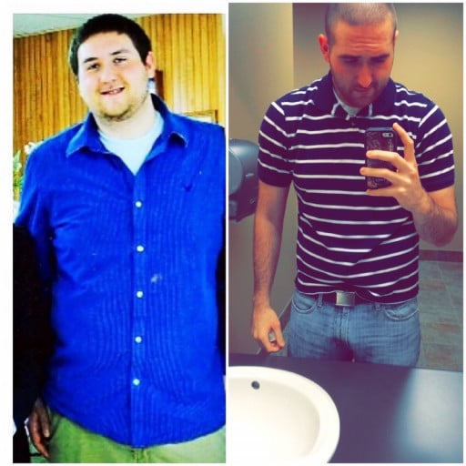 A progress pic of a 6'5" man showing a fat loss from 291 pounds to 205 pounds. A net loss of 86 pounds.