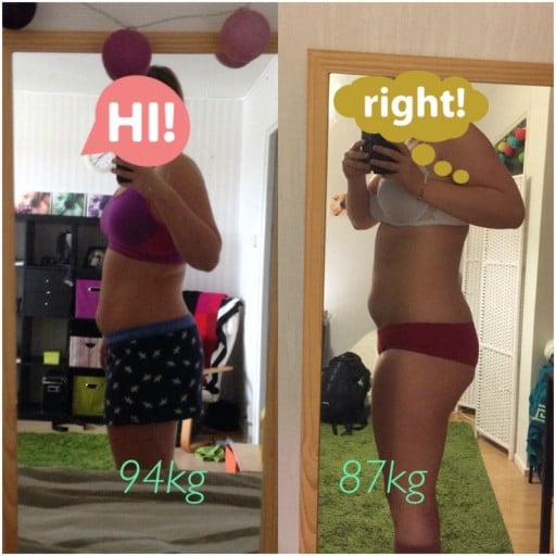 Progress Pics of 16 lbs Weight Loss 5'11 Female 207 lbs to 191 lbs