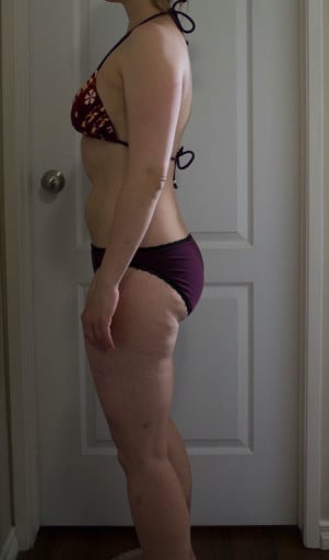A progress pic of a 5'7" woman showing a snapshot of 151 pounds at a height of 5'7