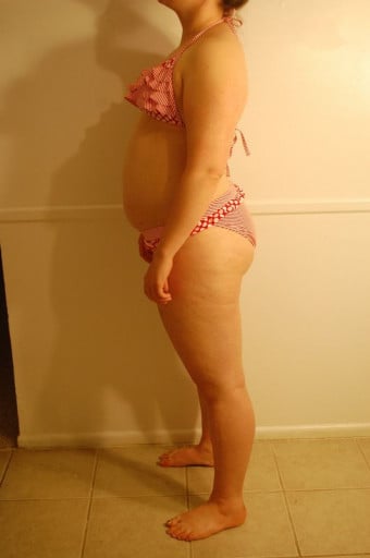 A picture of a 5'6" female showing a snapshot of 195 pounds at a height of 5'6