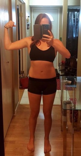 A progress pic of a 5'5" woman showing a weight loss from 169 pounds to 138 pounds. A respectable loss of 31 pounds.
