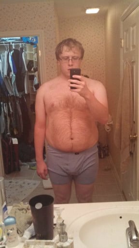 A photo of a 6'0" man showing a weight reduction from 240 pounds to 198 pounds. A net loss of 42 pounds.