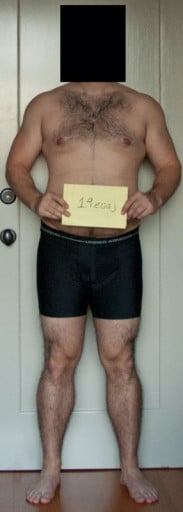A photo of a 5'10" man showing a snapshot of 194 pounds at a height of 5'10