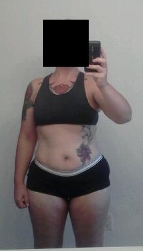 A photo of a 5'6" woman showing a snapshot of 175 pounds at a height of 5'6