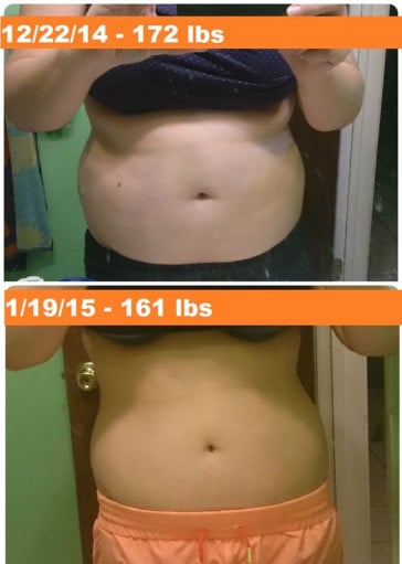 F/24 Weight Loss Journey: From 172 to 161 Lbs in Just a Month