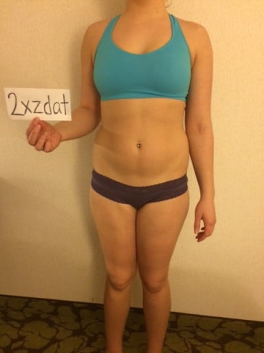 A picture of a 5'9" female showing a snapshot of 174 pounds at a height of 5'9