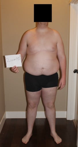 A progress pic of a 6'4" man showing a snapshot of 313 pounds at a height of 6'4