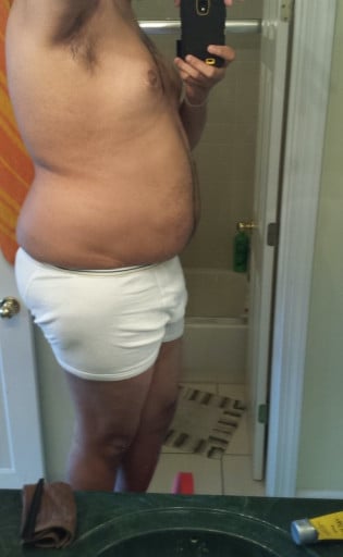 A before and after photo of a 6'2" male showing a snapshot of 248 pounds at a height of 6'2