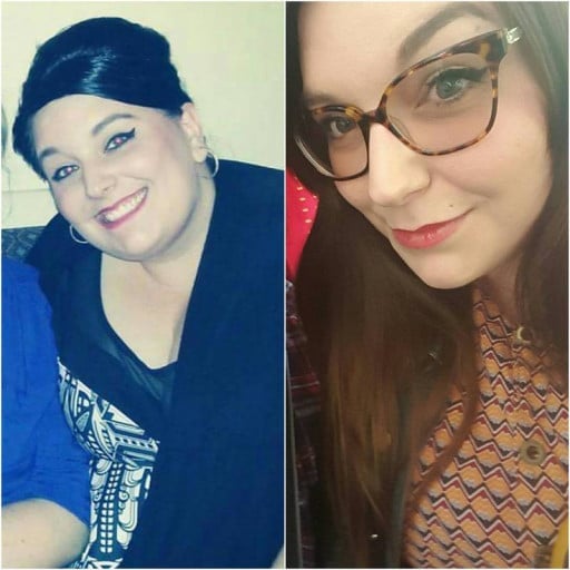 5 feet 6 Female 77 lbs Fat Loss Before and After 382 lbs to 305 lbs