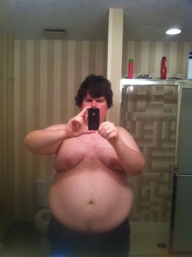 A progress pic of a 6'0" man showing a weight reduction from 380 pounds to 200 pounds. A respectable loss of 180 pounds.