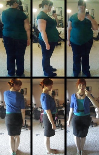 138 lbs Fat Loss Before and After 5 feet 8 Female 308 lbs to 170 lbs