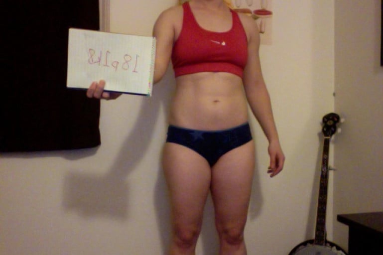 A progress pic of a 5'3" woman showing a snapshot of 141 pounds at a height of 5'3