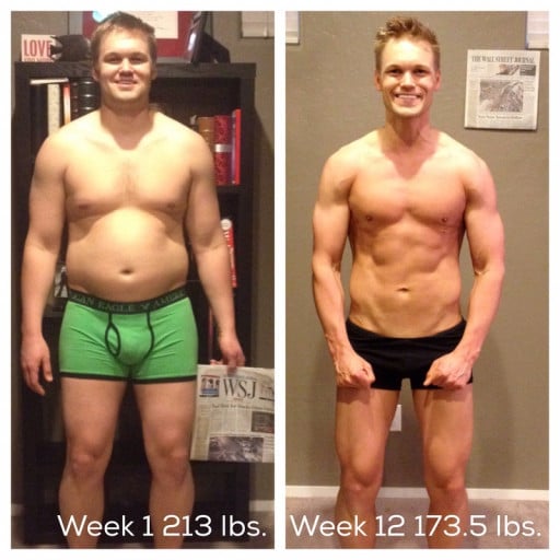 Male at 6'0 Loses over 40 Pounds in 12 Weeks