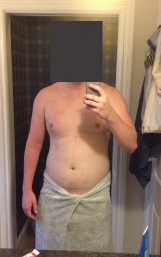 A before and after photo of a 6'4" male showing a weight cut from 240 pounds to 190 pounds. A respectable loss of 50 pounds.