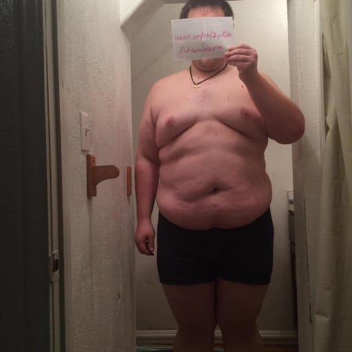 A progress pic of a 6'1" man showing a snapshot of 370 pounds at a height of 6'1