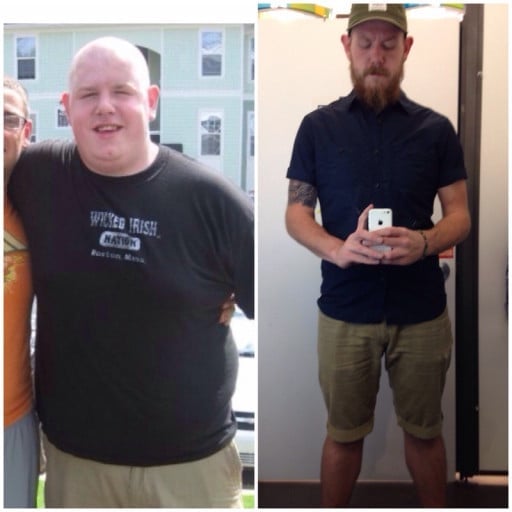 A picture of a 6'1" male showing a weight loss from 350 pounds to 200 pounds. A respectable loss of 150 pounds.