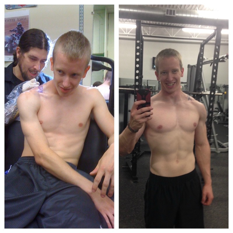 Progress Pics of 30 lbs Muscle Gain 5'7 Male 110 lbs to 140 lbs.