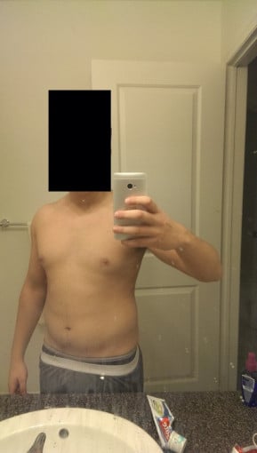 A picture of a 5'7" male showing a weight reduction from 158 pounds to 149 pounds. A respectable loss of 9 pounds.