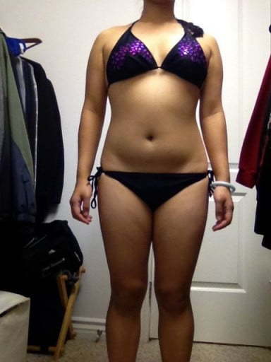 A photo of a 5'1" woman showing a snapshot of 125 pounds at a height of 5'1