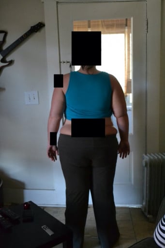 A picture of a 5'8" female showing a snapshot of 265 pounds at a height of 5'8