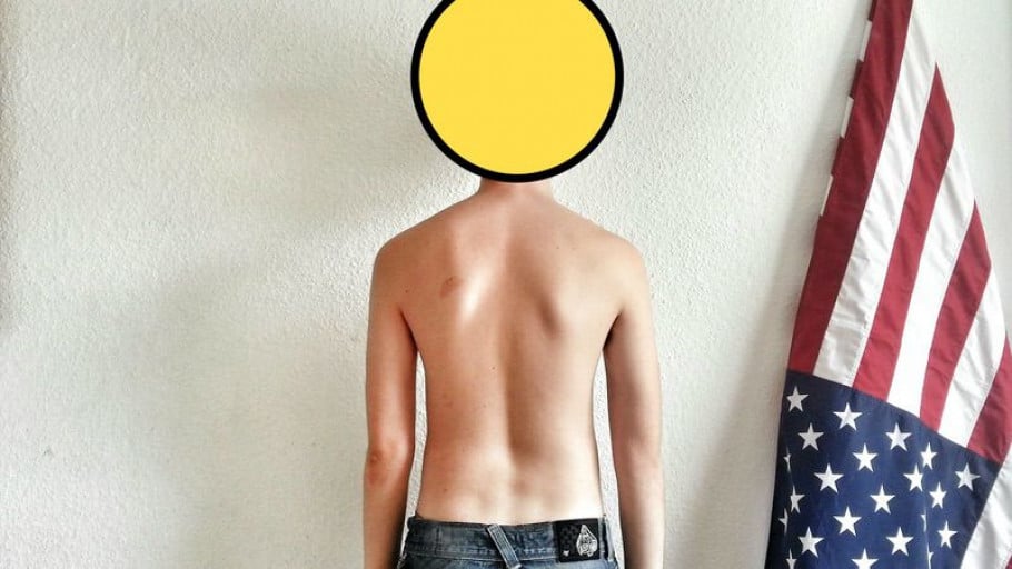 A before and after photo of a 5'11" male showing a snapshot of 154 pounds at a height of 5'11