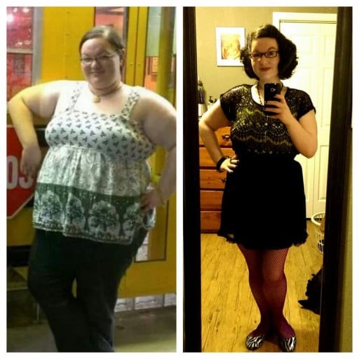 5 feet 7 Female Before and After 120 lbs Fat Loss 312 lbs to 192 lbs