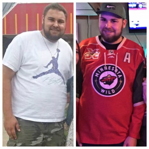 A photo of a 6'4" man showing a weight loss from 342 pounds to 249 pounds. A respectable loss of 93 pounds.