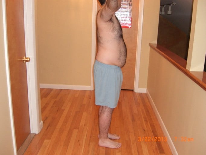 A photo of a 5'5" man showing a snapshot of 183 pounds at a height of 5'5