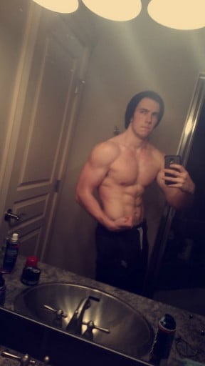 A progress pic of a 5'11" man showing a snapshot of 185 pounds at a height of 5'11
