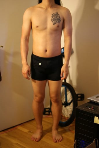 A photo of a 5'4" man showing a snapshot of 125 pounds at a height of 5'4