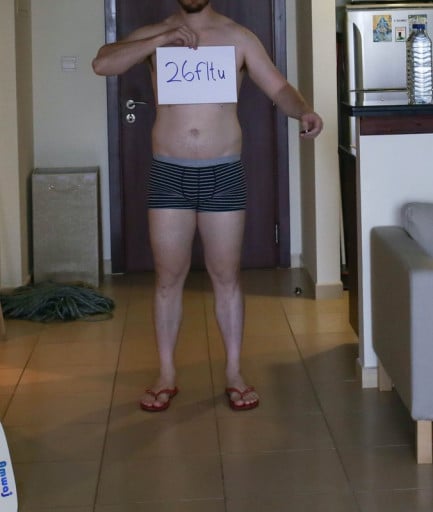 A photo of a 5'10" man showing a snapshot of 187 pounds at a height of 5'10