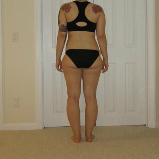 A progress pic of a 5'6" woman showing a snapshot of 155 pounds at a height of 5'6
