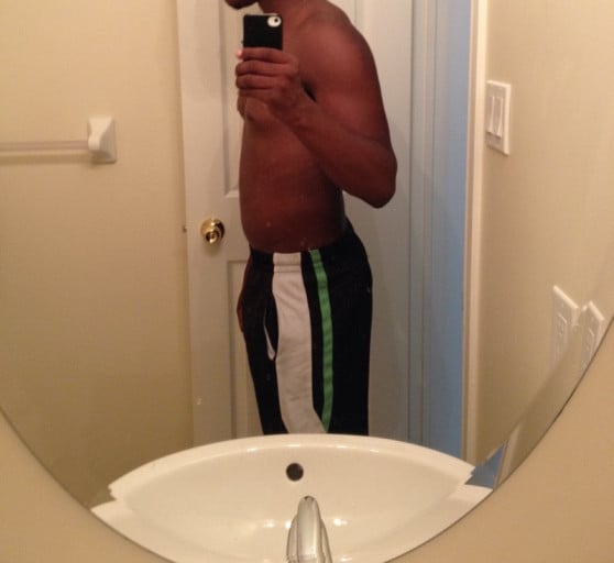 A progress pic of a 5'11" man showing a snapshot of 165 pounds at a height of 5'11