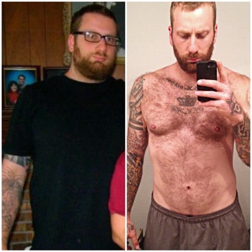 6 foot Male Before and After 130 lbs Weight Loss 325 lbs to 195 lbs