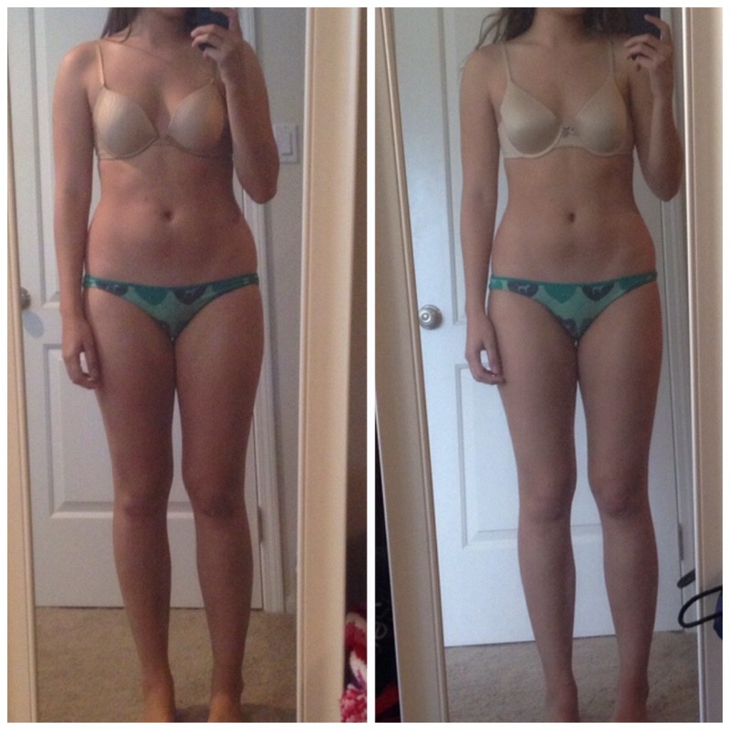 Before and After 15 lbs Weight Loss 5 foot 10 Female 175 lbs to 160 lbs. 