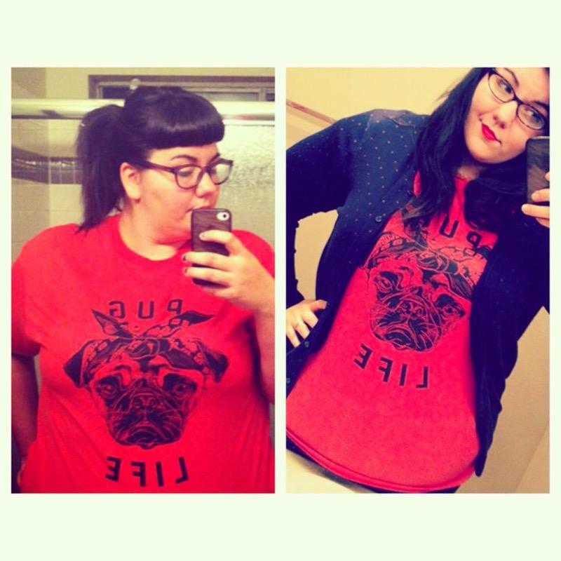 Before and After 57 lbs Fat Loss 5 feet 9 Female 327 lbs to 270 lbs