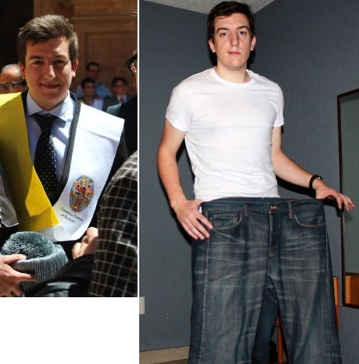 A picture of a 6'2" male showing a weight loss from 217 pounds to 189 pounds. A total loss of 28 pounds.