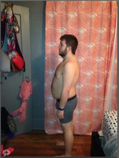 A before and after photo of a 5'3" male showing a weight cut from 215 pounds to 185 pounds. A respectable loss of 30 pounds.