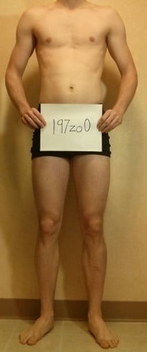 A photo of a 6'1" man showing a snapshot of 176 pounds at a height of 6'1