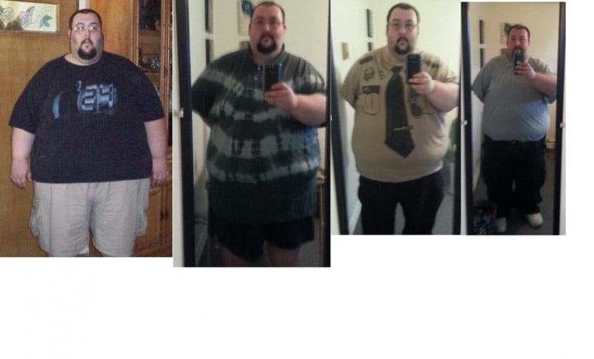 Before and After 130 lbs Fat Loss 5 feet 10 Male 550 lbs to 420 lbs