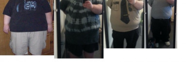 Before and After 130 lbs Fat Loss 5 feet 10 Male 550 lbs to 420 lbs