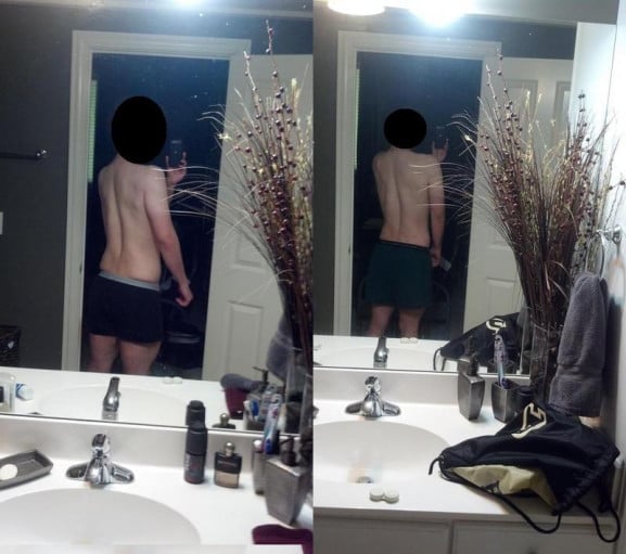 A picture of a 5'10" male showing a fat loss from 181 pounds to 167 pounds. A net loss of 14 pounds.