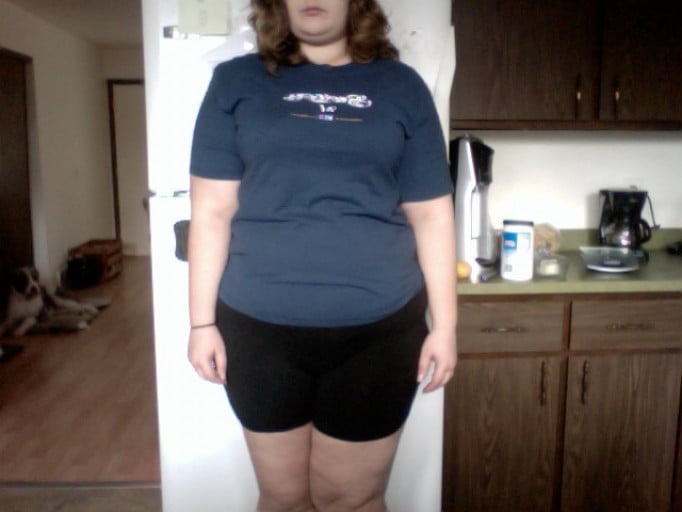 A progress pic of a 5'11" woman showing a weight loss from 323 pounds to 286 pounds. A net loss of 37 pounds.