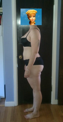 A progress pic of a 5'8" woman showing a snapshot of 168 pounds at a height of 5'8