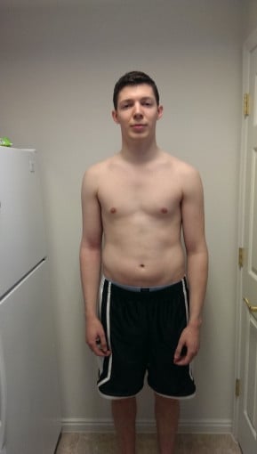 A before and after photo of a 6'4" male showing a weight reduction from 210 pounds to 193 pounds. A net loss of 17 pounds.